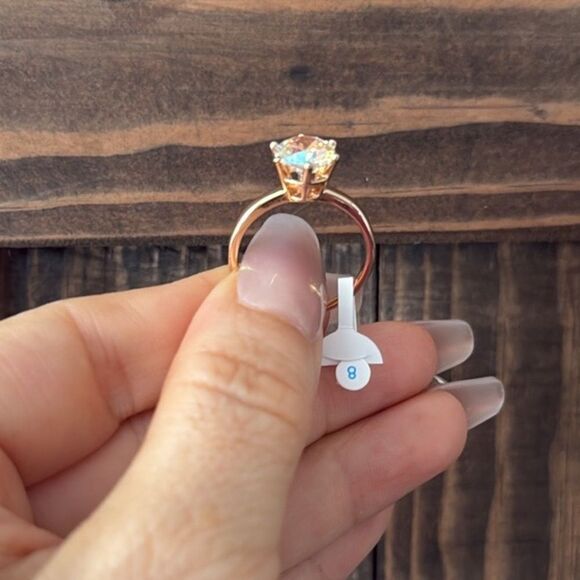 14K Gold Plated RoseGold Diamond Iridescent Ring - Picture 4 of 5